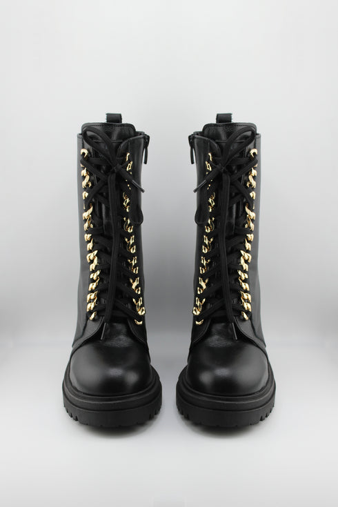 Robinson Chunky Heel Leather Lace-Up Boots